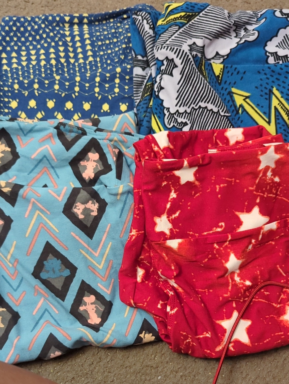 Colorful Patterned Leggings Bundle Of 4, Including 1 Mickey And Minnie Leggings.